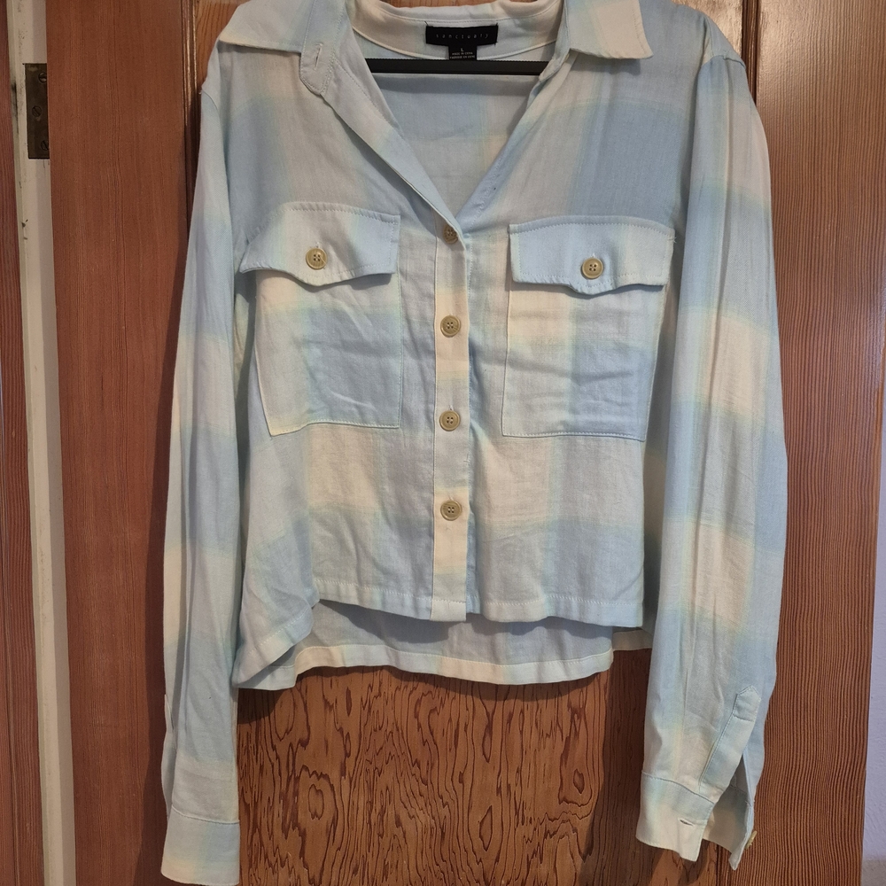Sanctuary Blue Plaid Button Down Shirt